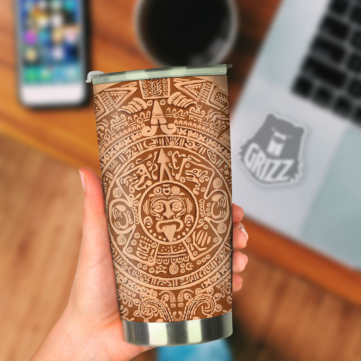 Stone Mayan Print Tumbler-grizzshop