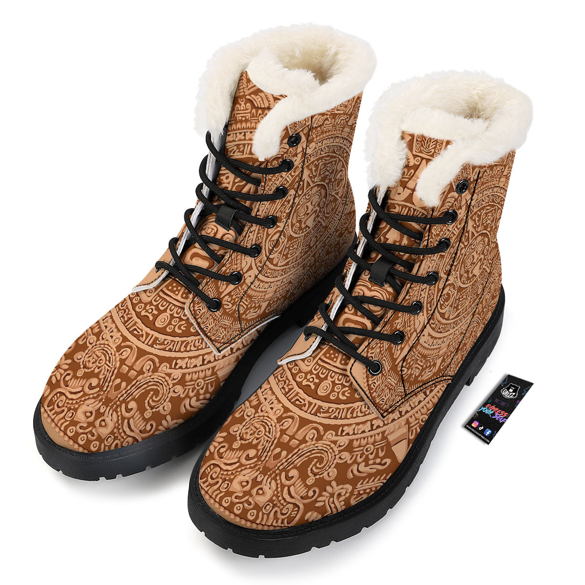 Stone Mayan Print Winter Boots-grizzshop