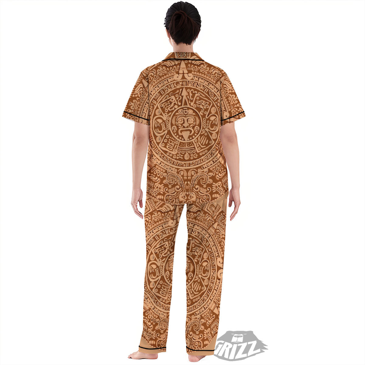 Stone Mayan Print Women's Pajamas Set-grizzshop