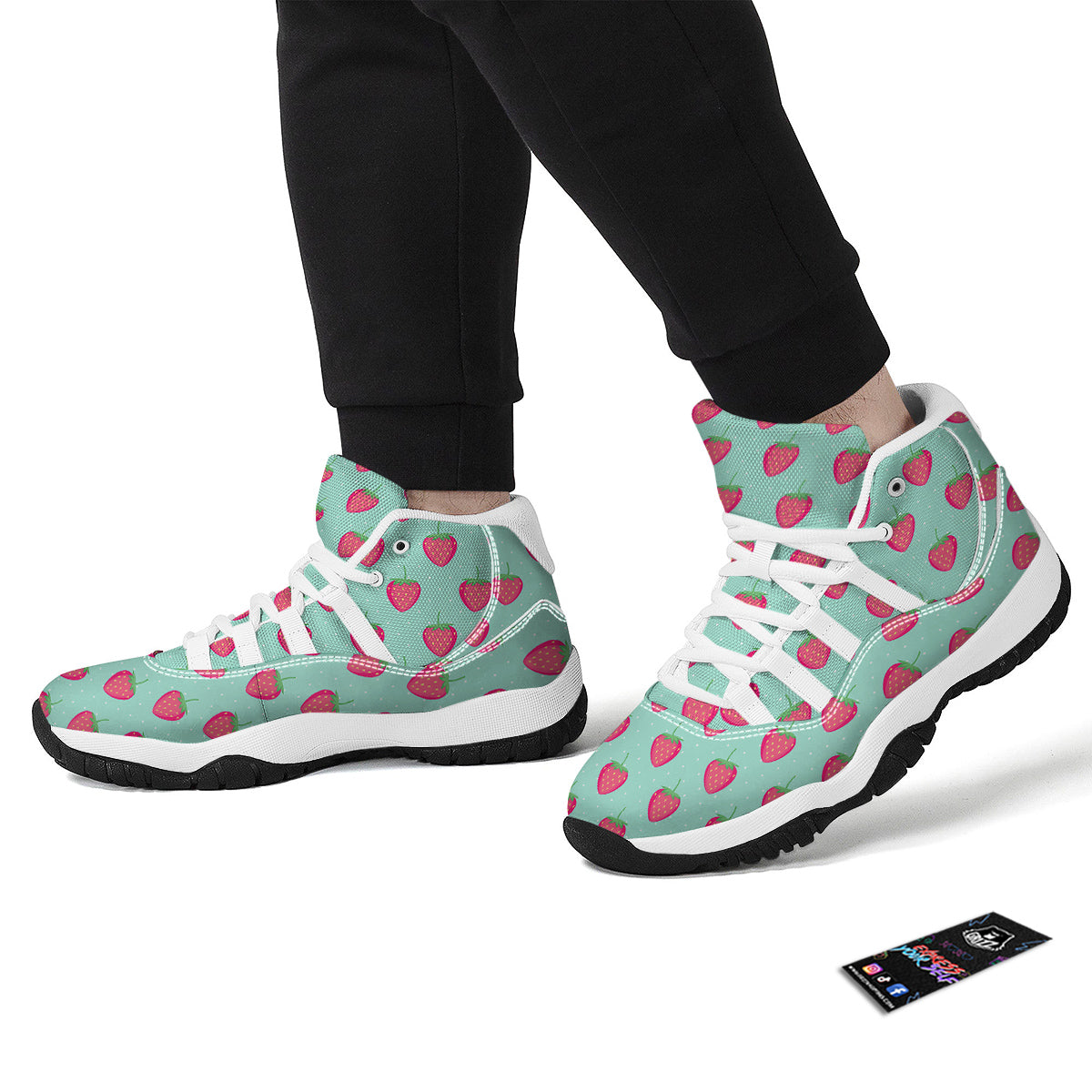 Strawberry Print Pattern White Bball Shoes-grizzshop