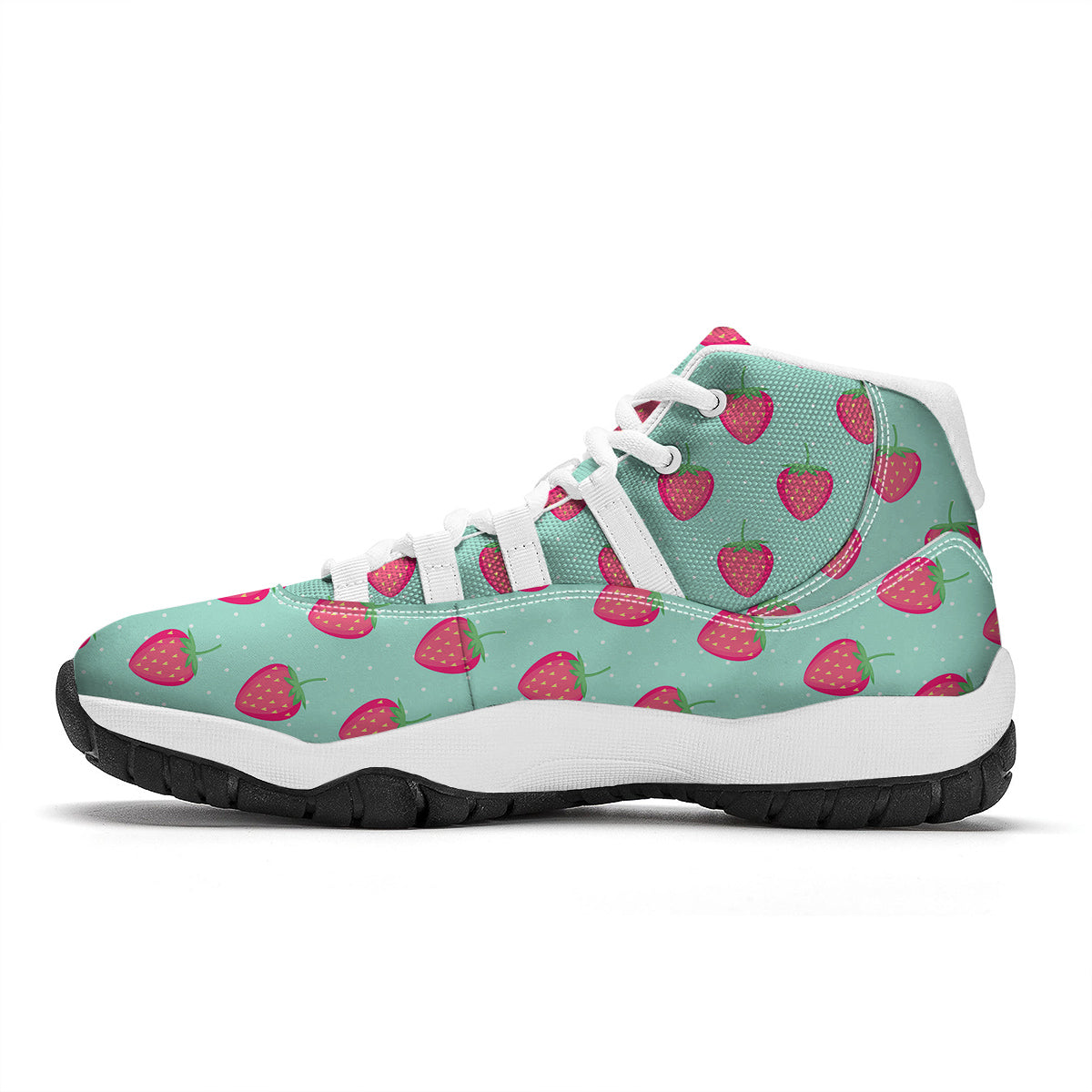 Strawberry Print Pattern White Bball Shoes-grizzshop