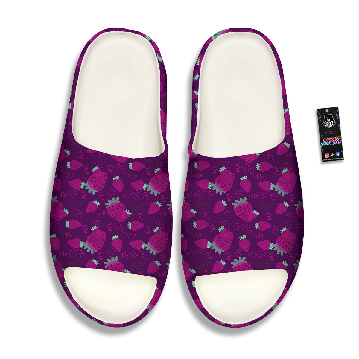 Strawberry Purple Print Pattern Sandals-grizzshop