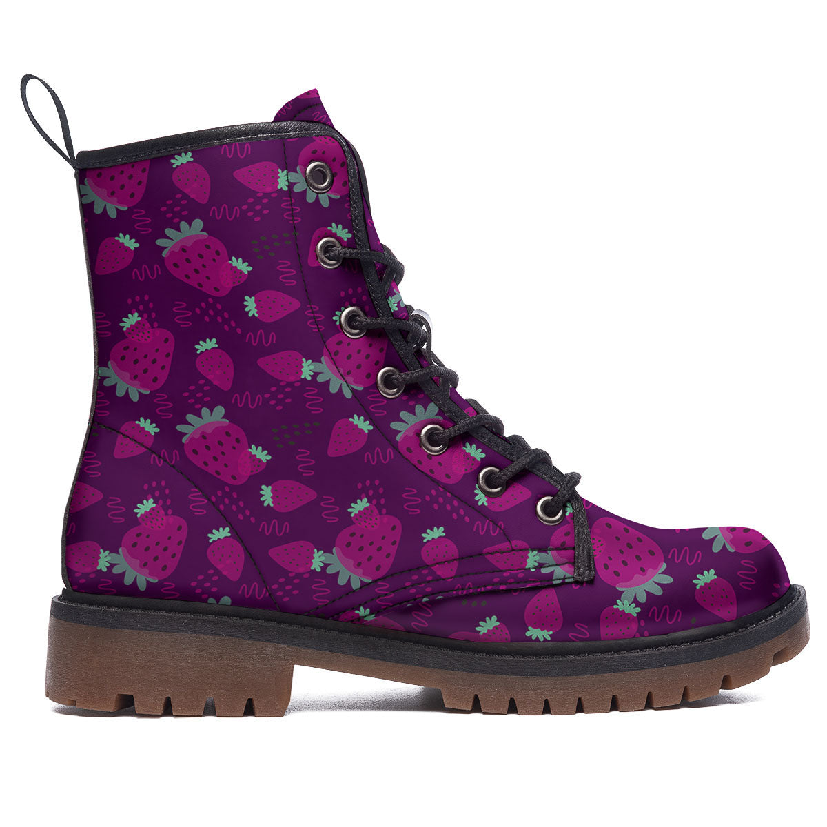 Strawberry Purple Print Pattern Work Boots-grizzshop