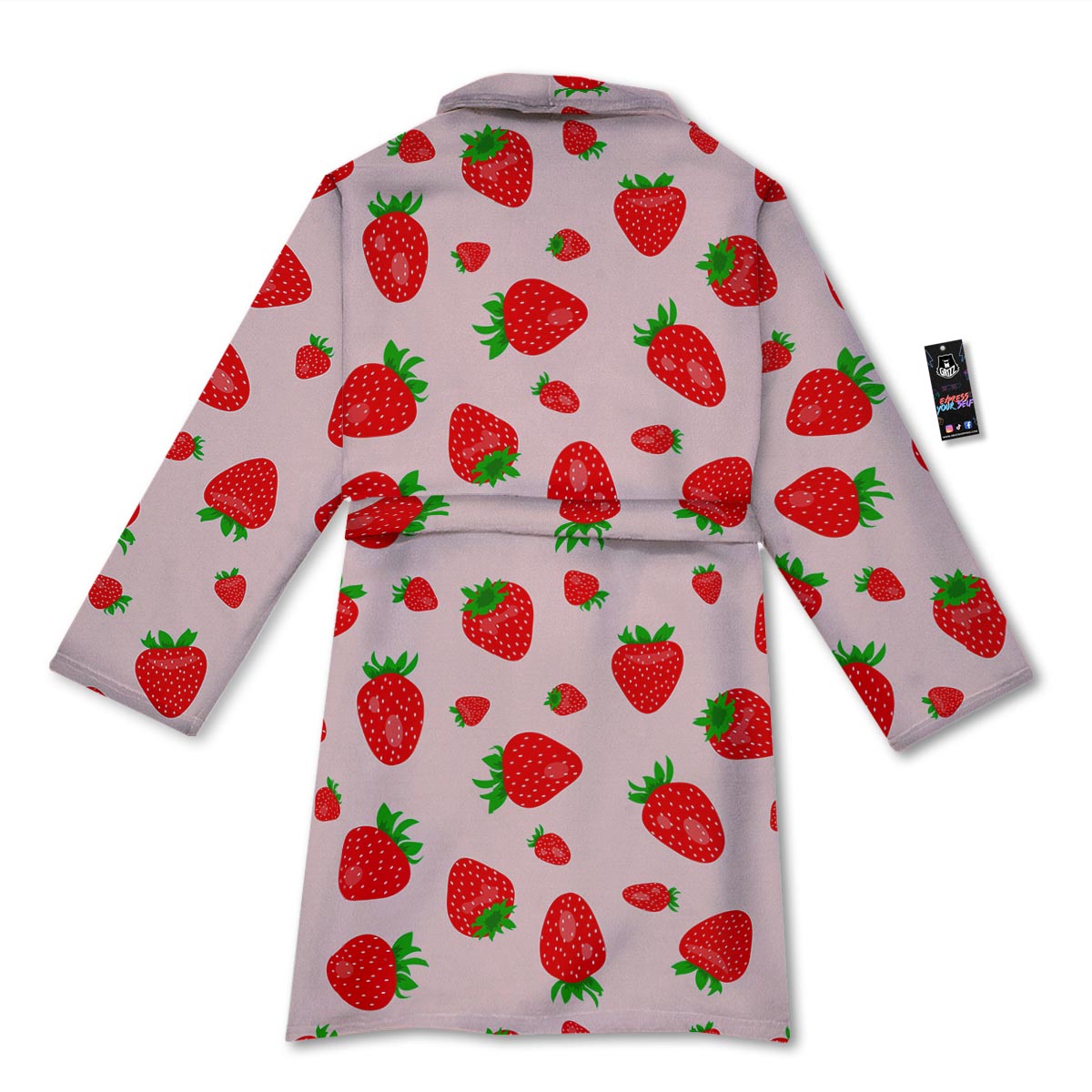 Strawberry Red Print Pattern Bathrobe-grizzshop