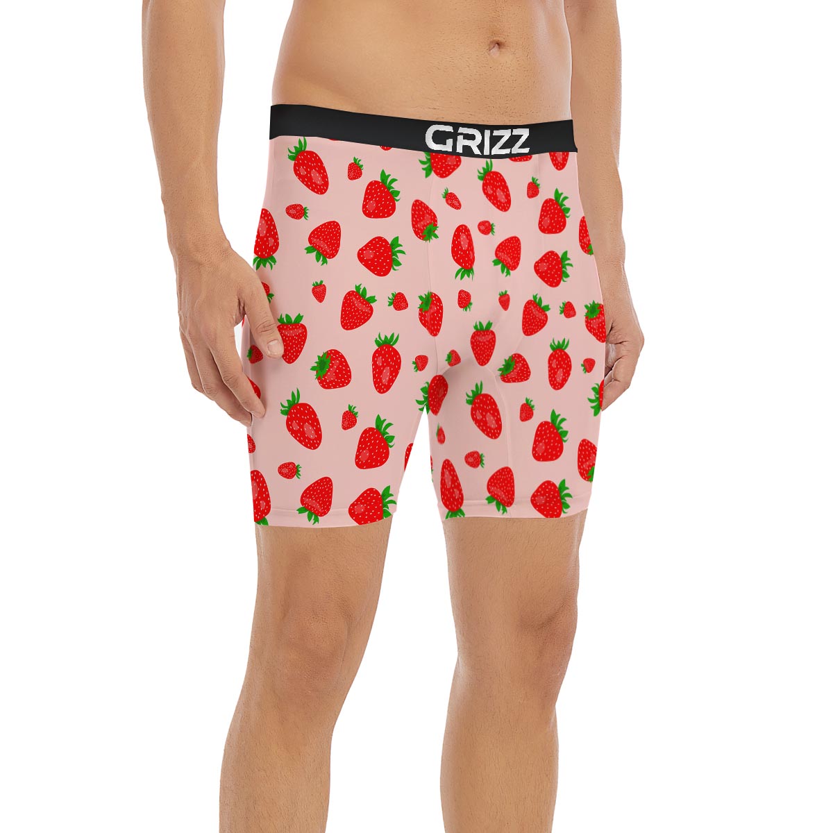 Strawberry Red Print Pattern Boxer Briefs-grizzshop