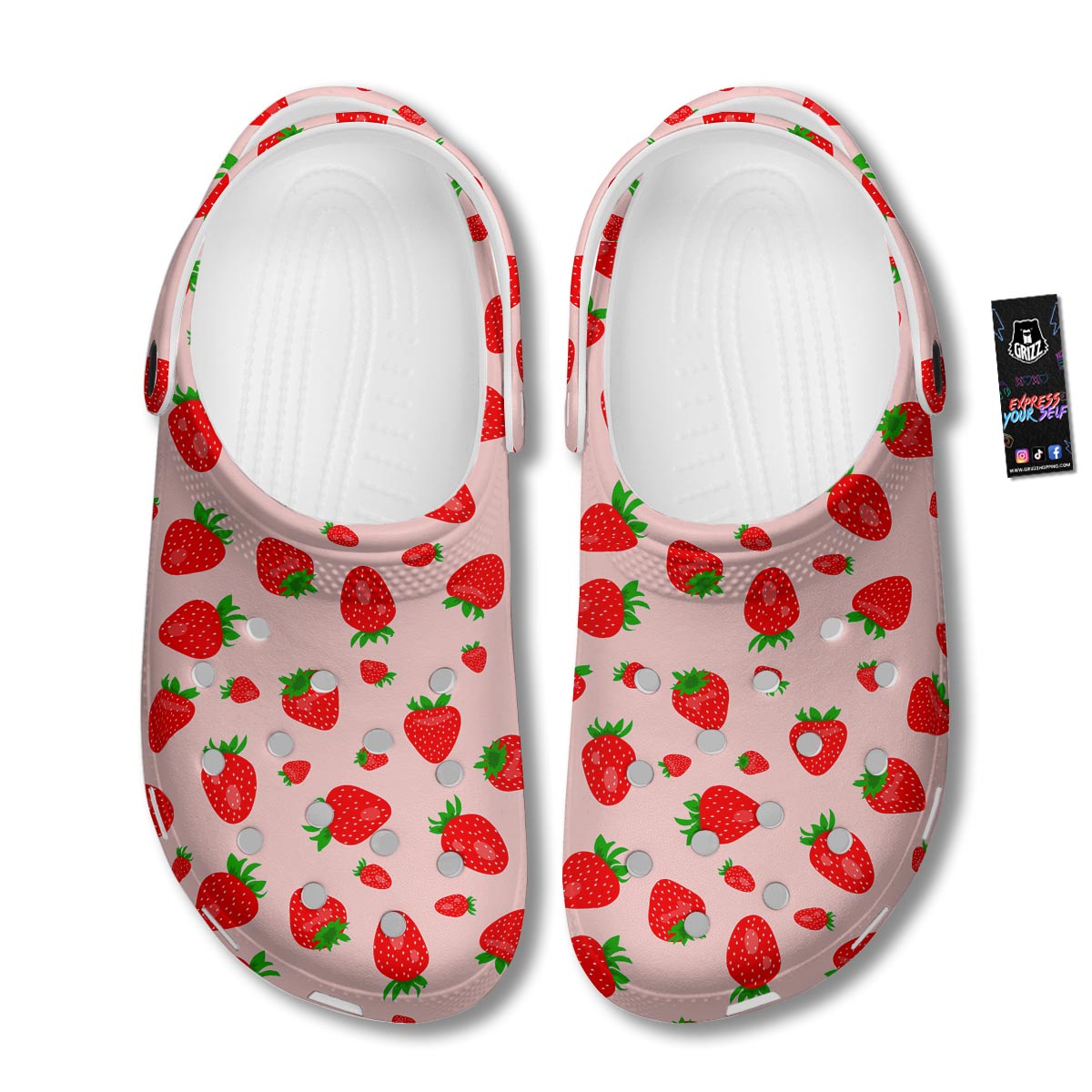 Strawberry Red Print Pattern Clog-grizzshop