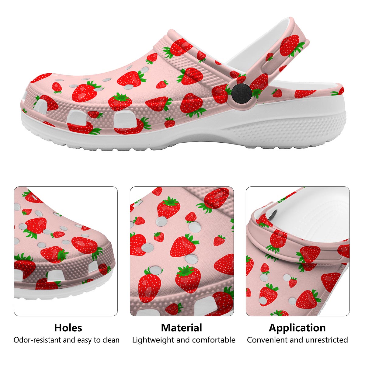 Strawberry Red Print Pattern Clog-grizzshop