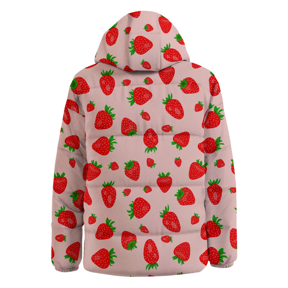 Strawberry Red Print Pattern Down Jacket-grizzshop
