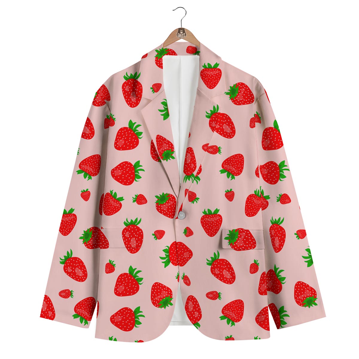 Strawberry Red Print Pattern Men's Blazer-grizzshop