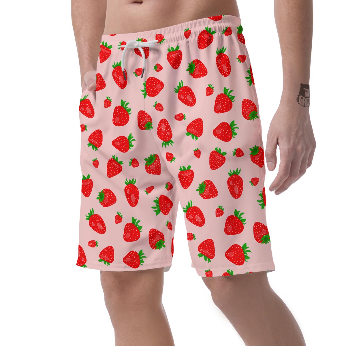 Strawberry Red Print Pattern Men's Shorts-grizzshop