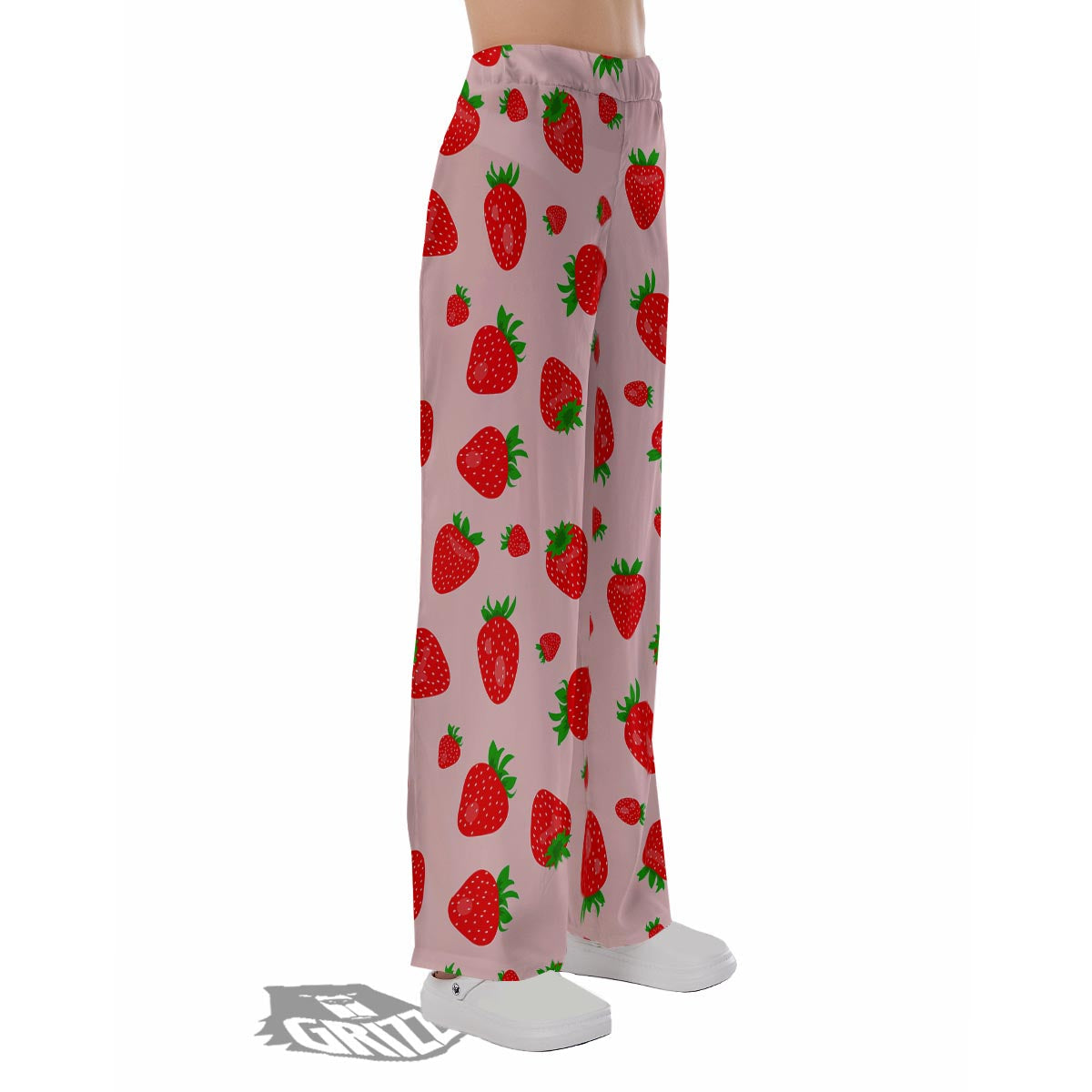 Strawberry Red Print Pattern Pajama Pants-grizzshop