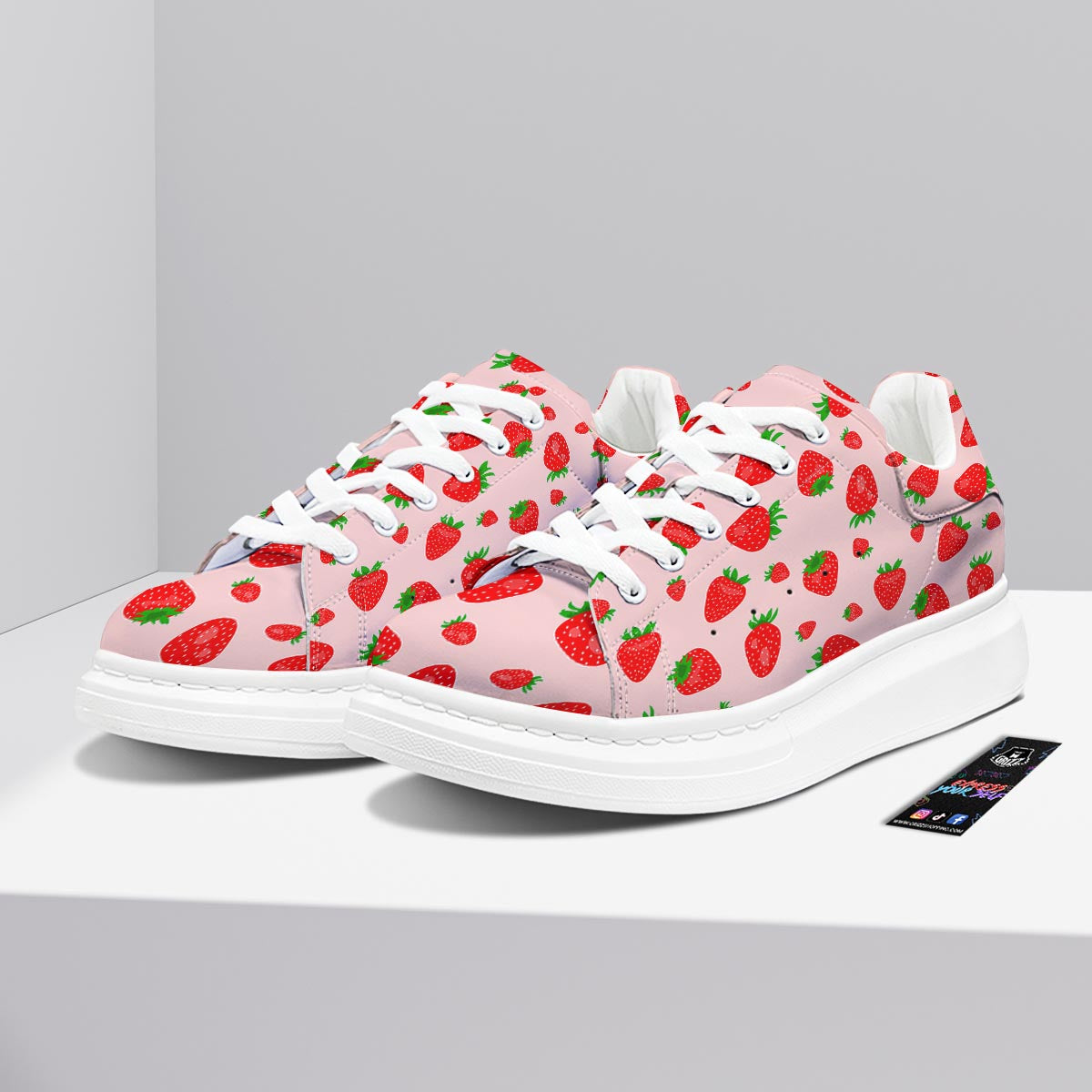 Strawberry Red Print Pattern Platform Shoes-grizzshop