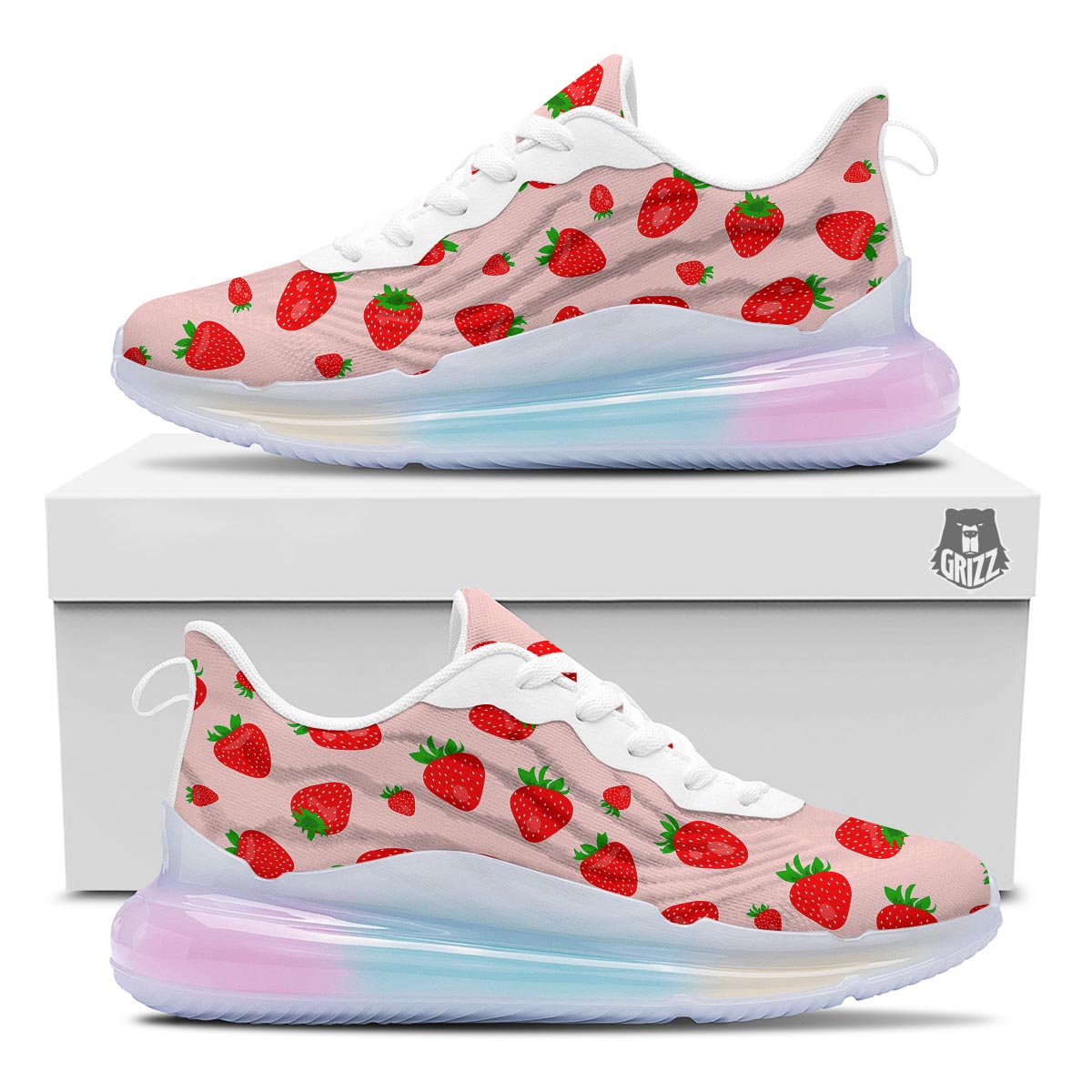 Strawberry Red Print Pattern Running Sneakers-grizzshop