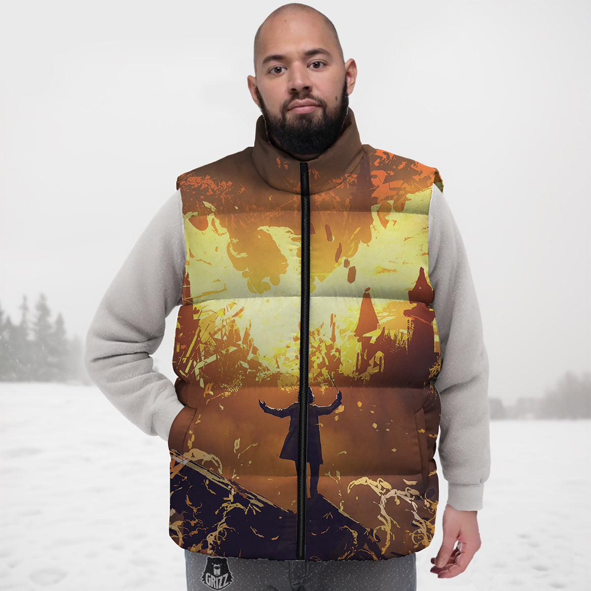 Strawberry Slice Print Pattern Down Vest-grizzshop