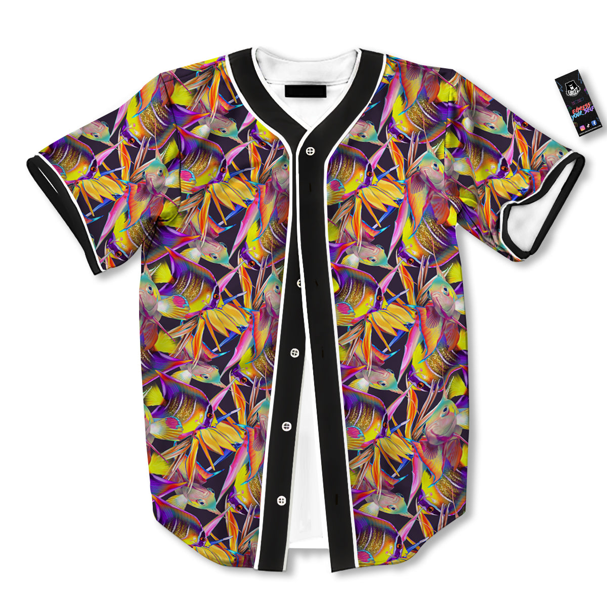 Strelitzia and Fish Tropical Exotic Print Pattern Baseball Jersey-grizzshop