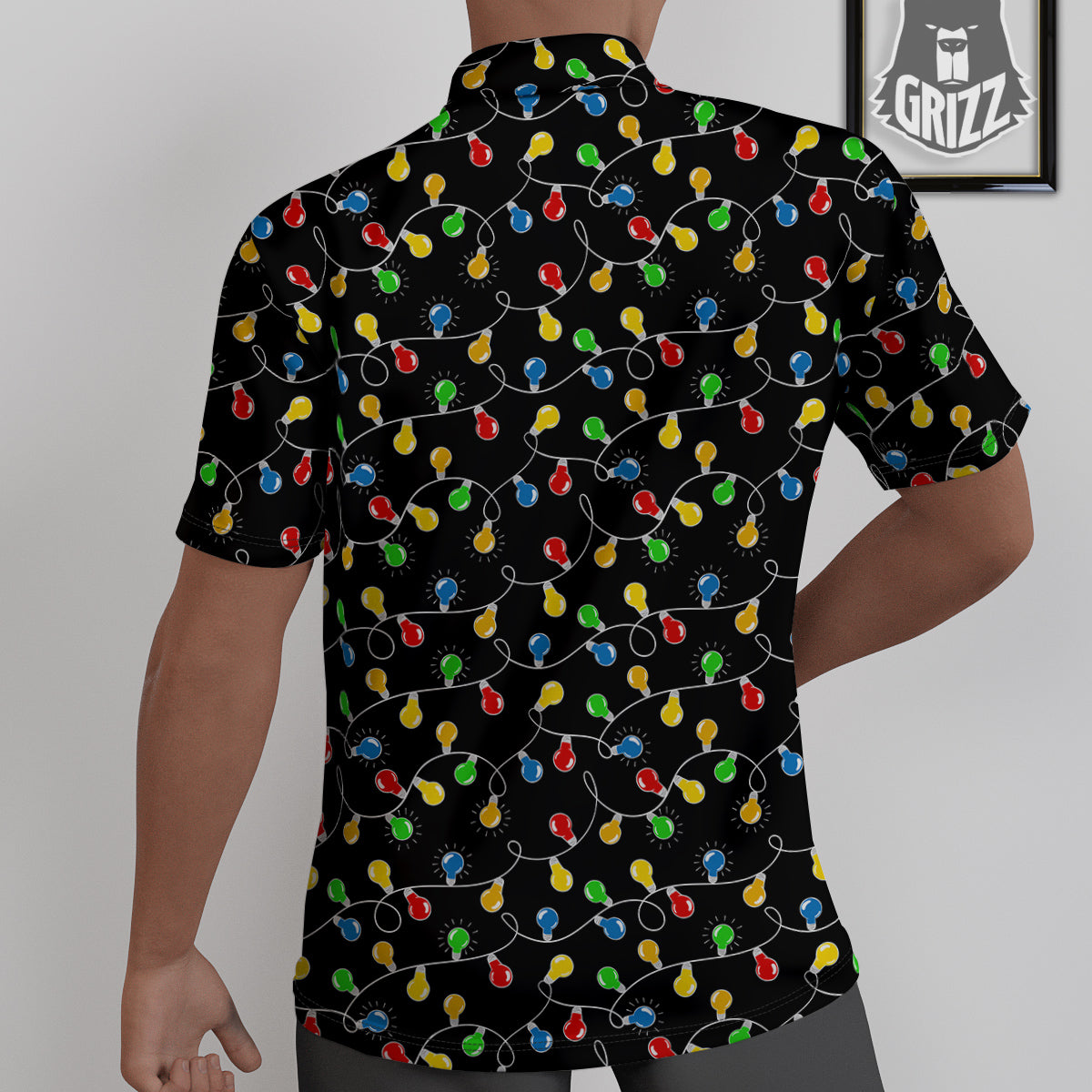 String Lights Colorful Christmas Print Untucked Shirts-grizzshop