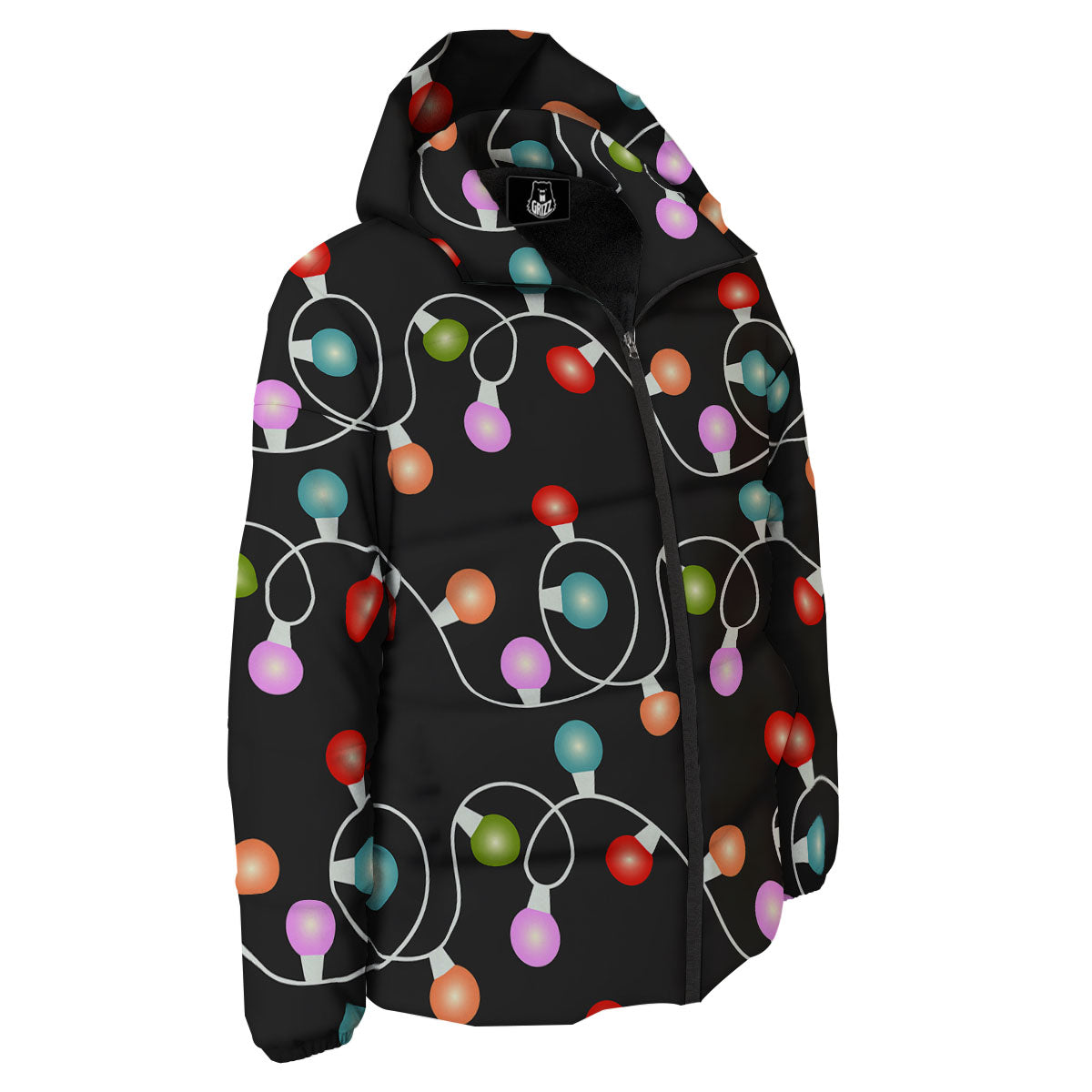 String Lights LED Christmas Print Down Jacket-grizzshop