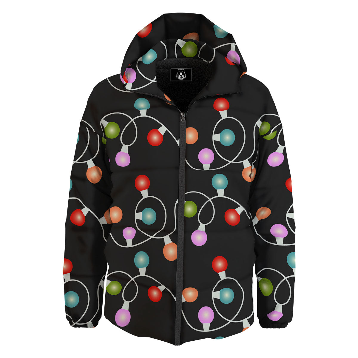 String Lights LED Christmas Print Down Jacket-grizzshop