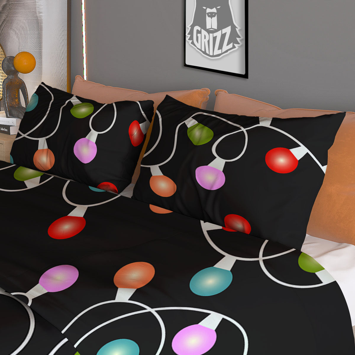 String Lights LED Christmas Print Duvet Cover Bedding Set