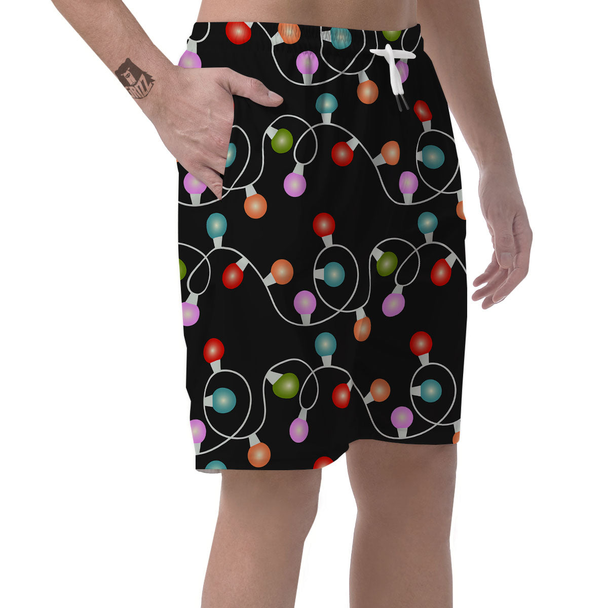 String Lights LED Christmas Print Men's Shorts-grizzshop