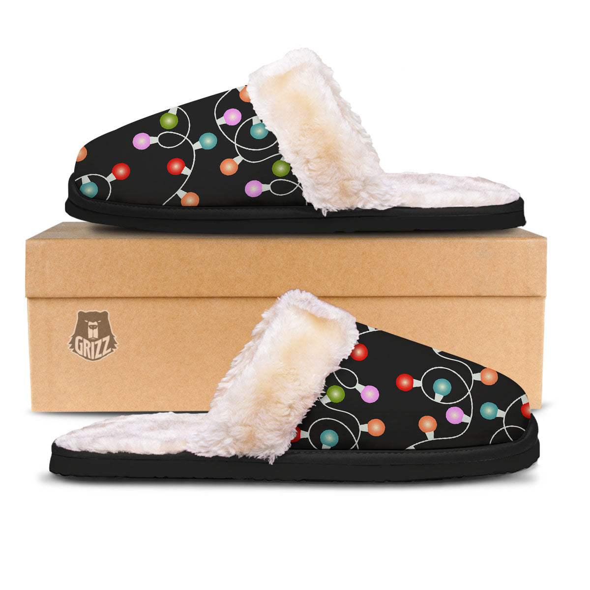 String Lights LED Christmas Print Slippers-grizzshop