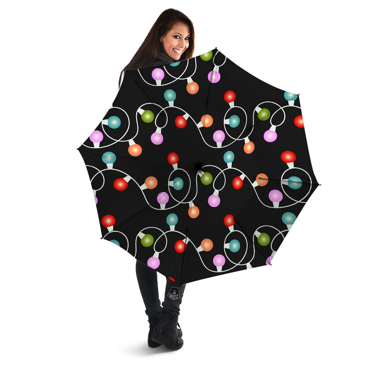 String Lights LED Christmas Print Umbrella-grizzshop