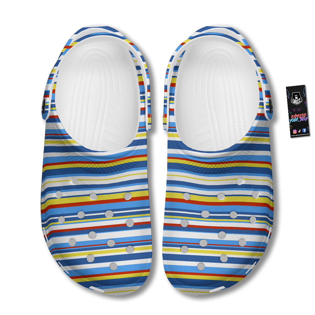Stripe Autism Awareness Color Print Pattern Clog-grizzshop