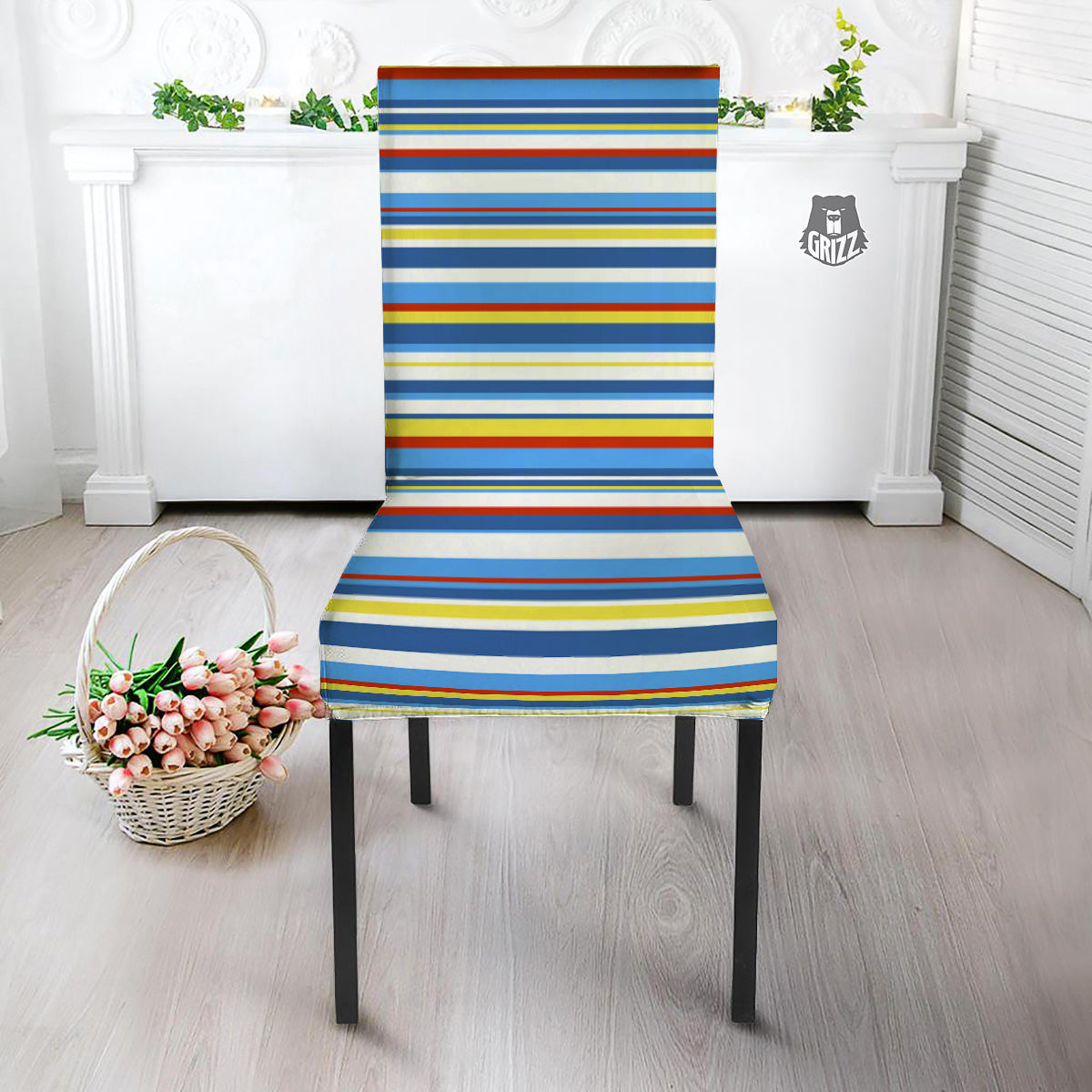 Stripe Autism Awareness Color Print Pattern Dining Chair Slipcover-grizzshop