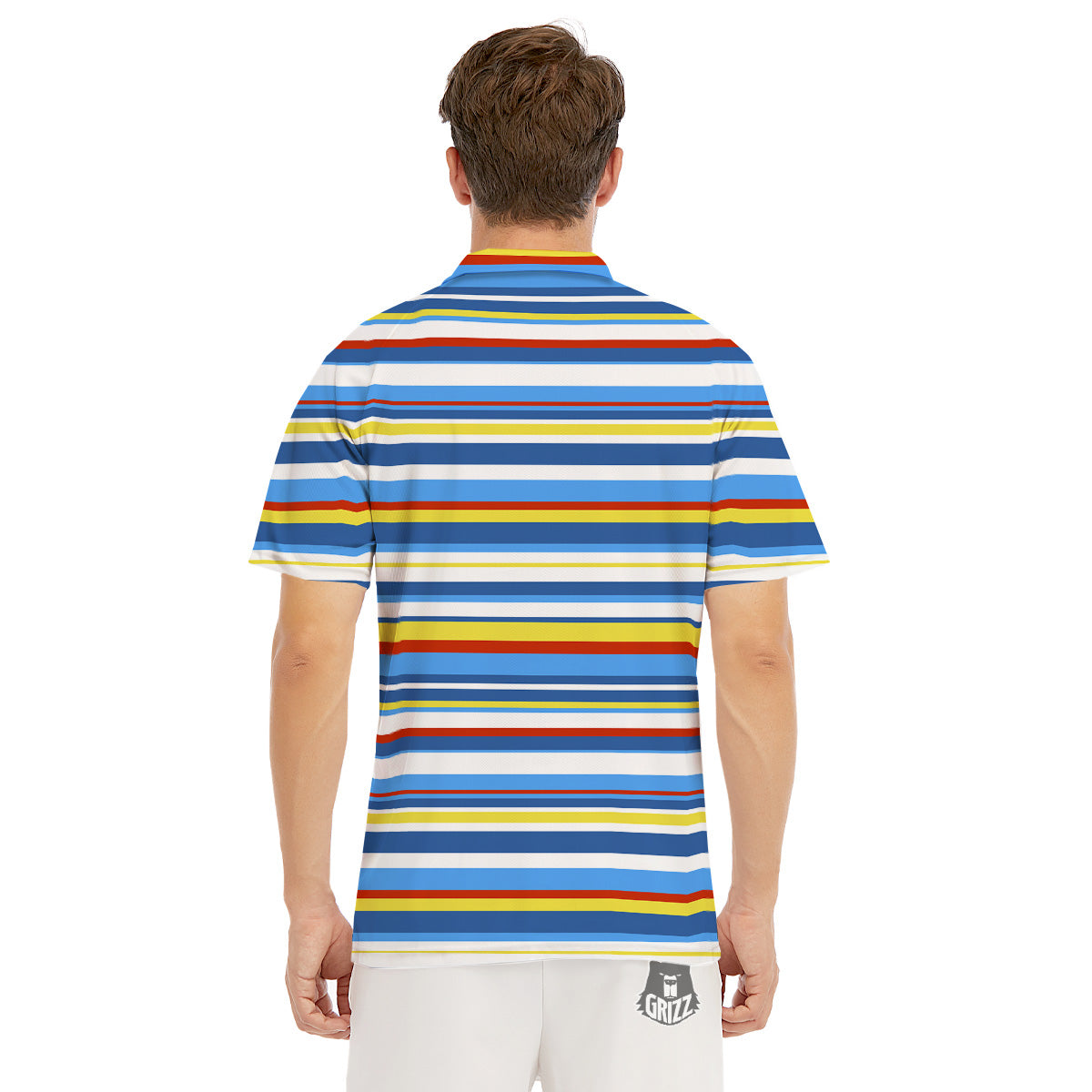 Stripe Autism Awareness Color Print Pattern Men's Golf Shirts-grizzshop