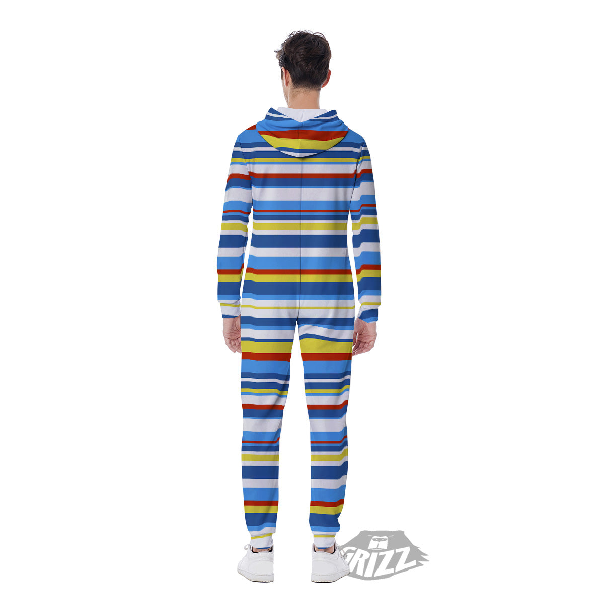 Stripe Autism Awareness Color Print Pattern Men's Jumpsuit-grizzshop