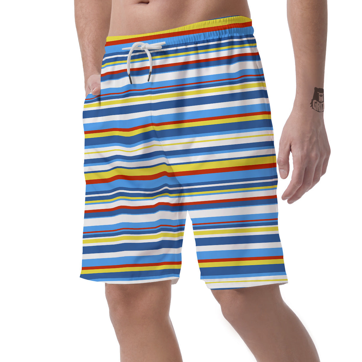 Stripe Autism Awareness Color Print Pattern Men's Shorts-grizzshop