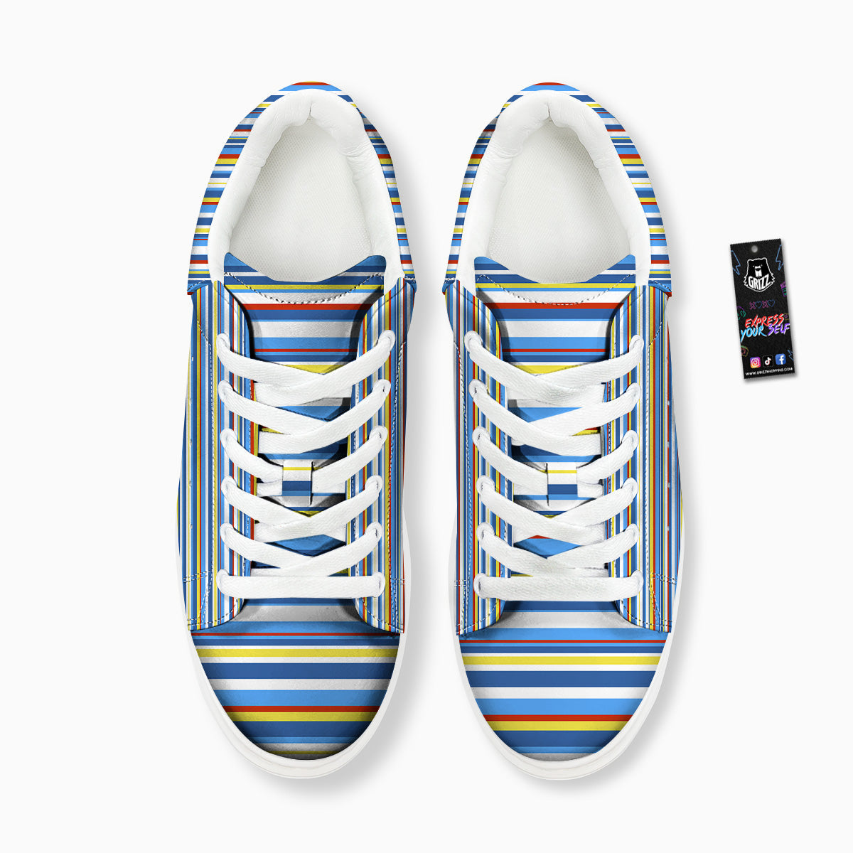 Stripe Autism Awareness Color Print Pattern Platform Shoes-grizzshop