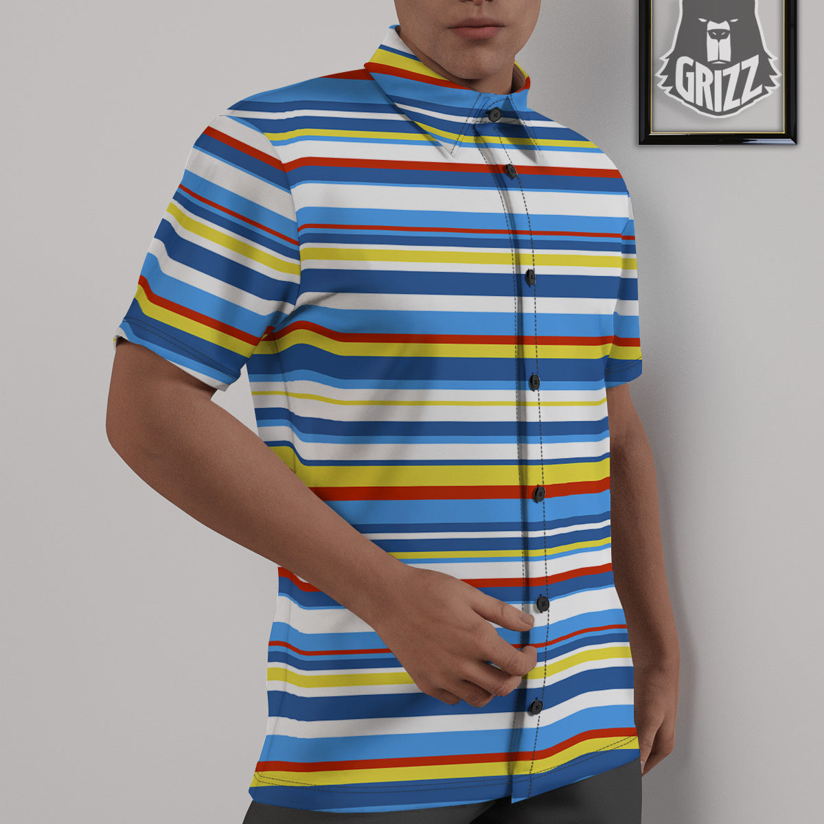 Stripe Autism Awareness Color Print Pattern Untucked Shirts-grizzshop