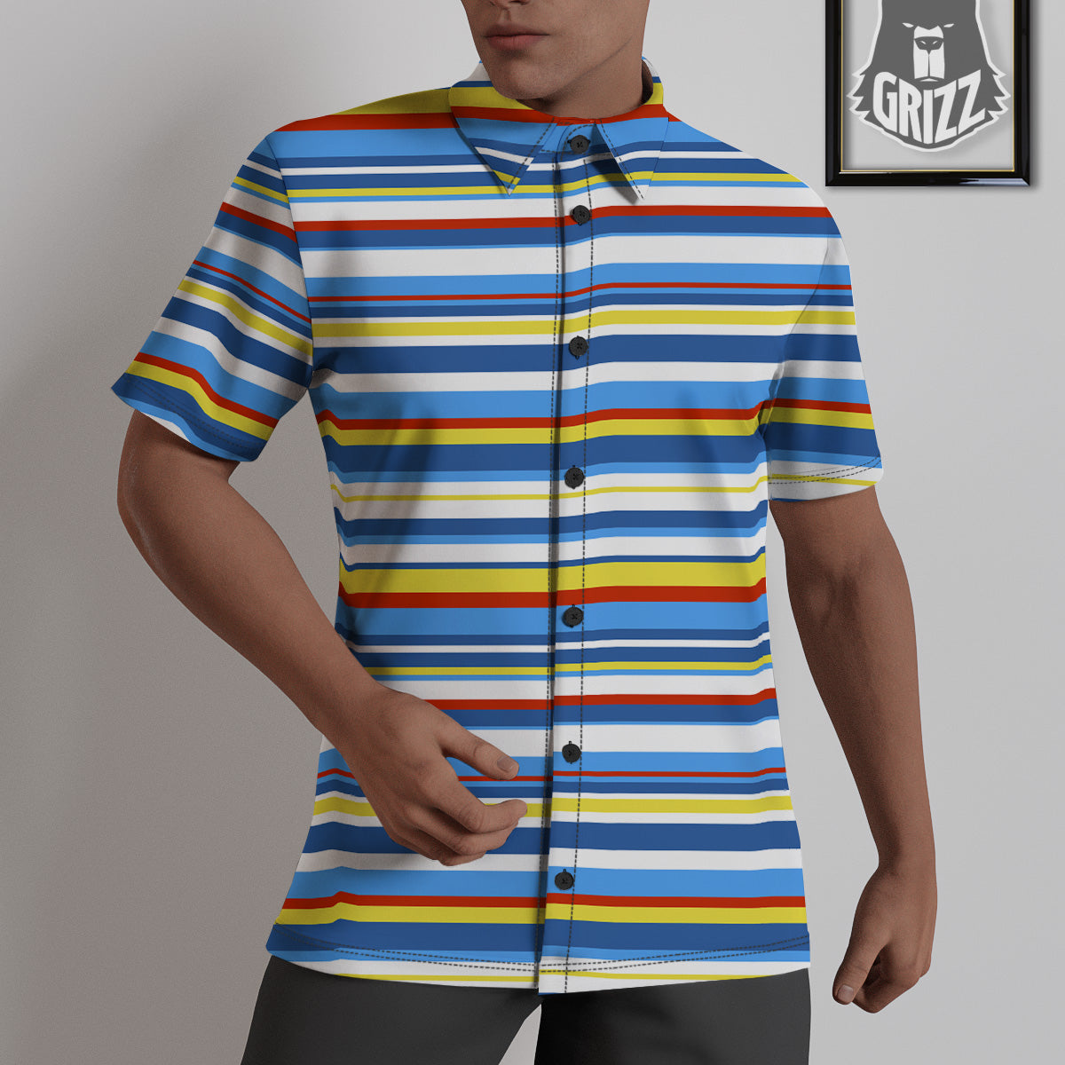 Stripe Autism Awareness Color Print Pattern Untucked Shirts-grizzshop