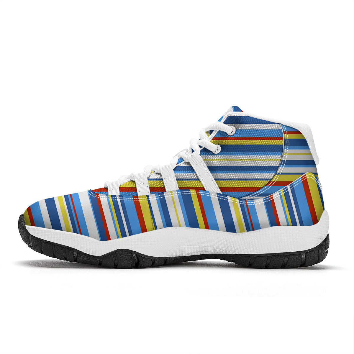 Stripe Autism Awareness Color Print Pattern White Bball Shoes-grizzshop