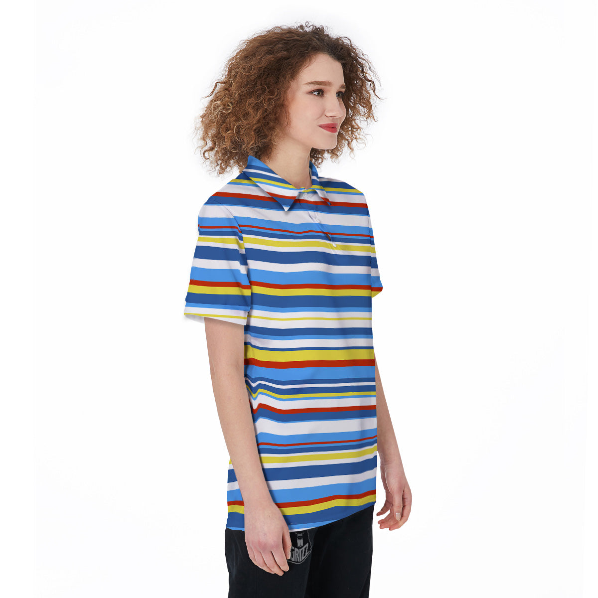 Stripe Autism Awareness Color Print Pattern Women's Golf Shirts-grizzshop