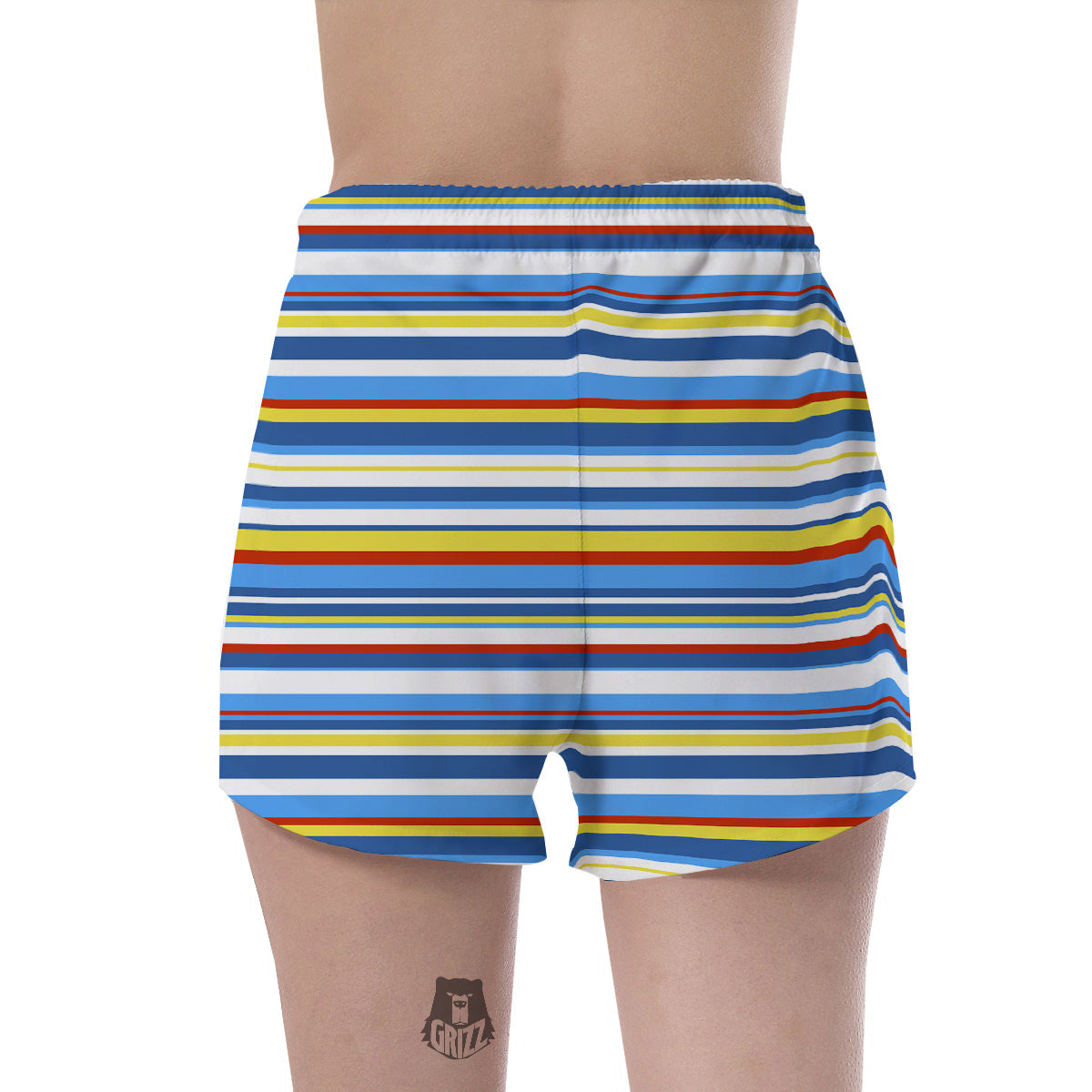 Stripe Autism Awareness Color Print Pattern Women's Shorts-grizzshop