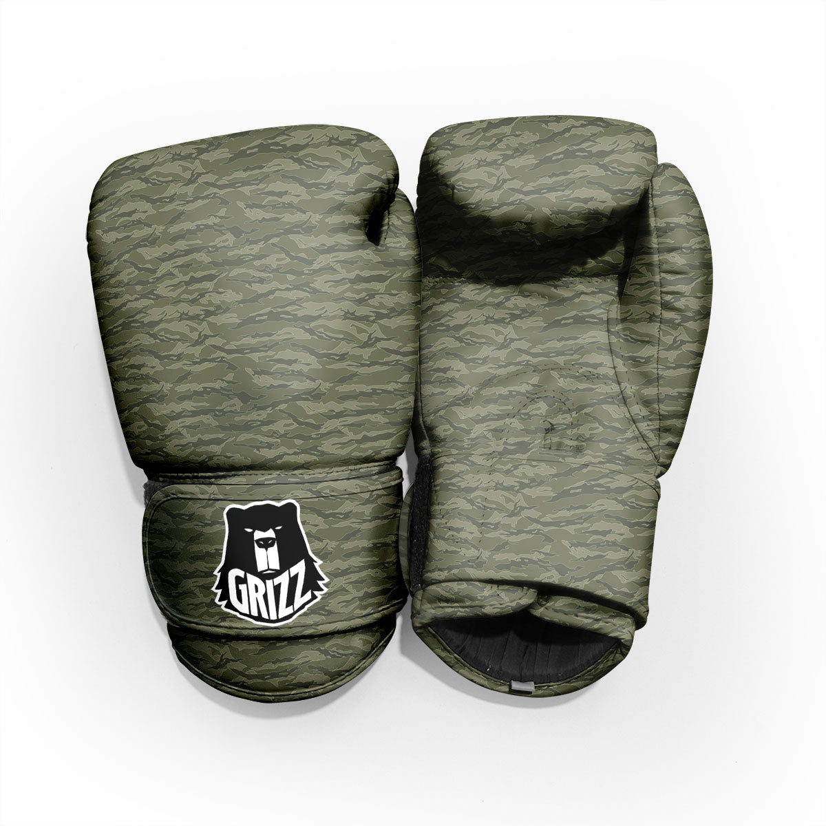 Stripe Camo Green Tiger Print Pattern Pro Boxing Glove