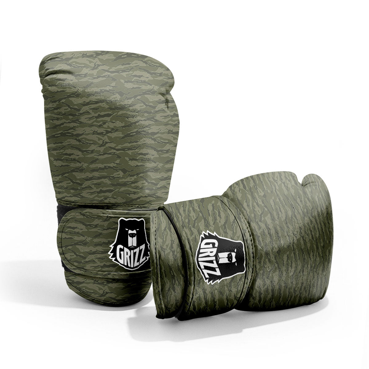Stripe Camo Green Tiger Print Pattern Pro Boxing Glove