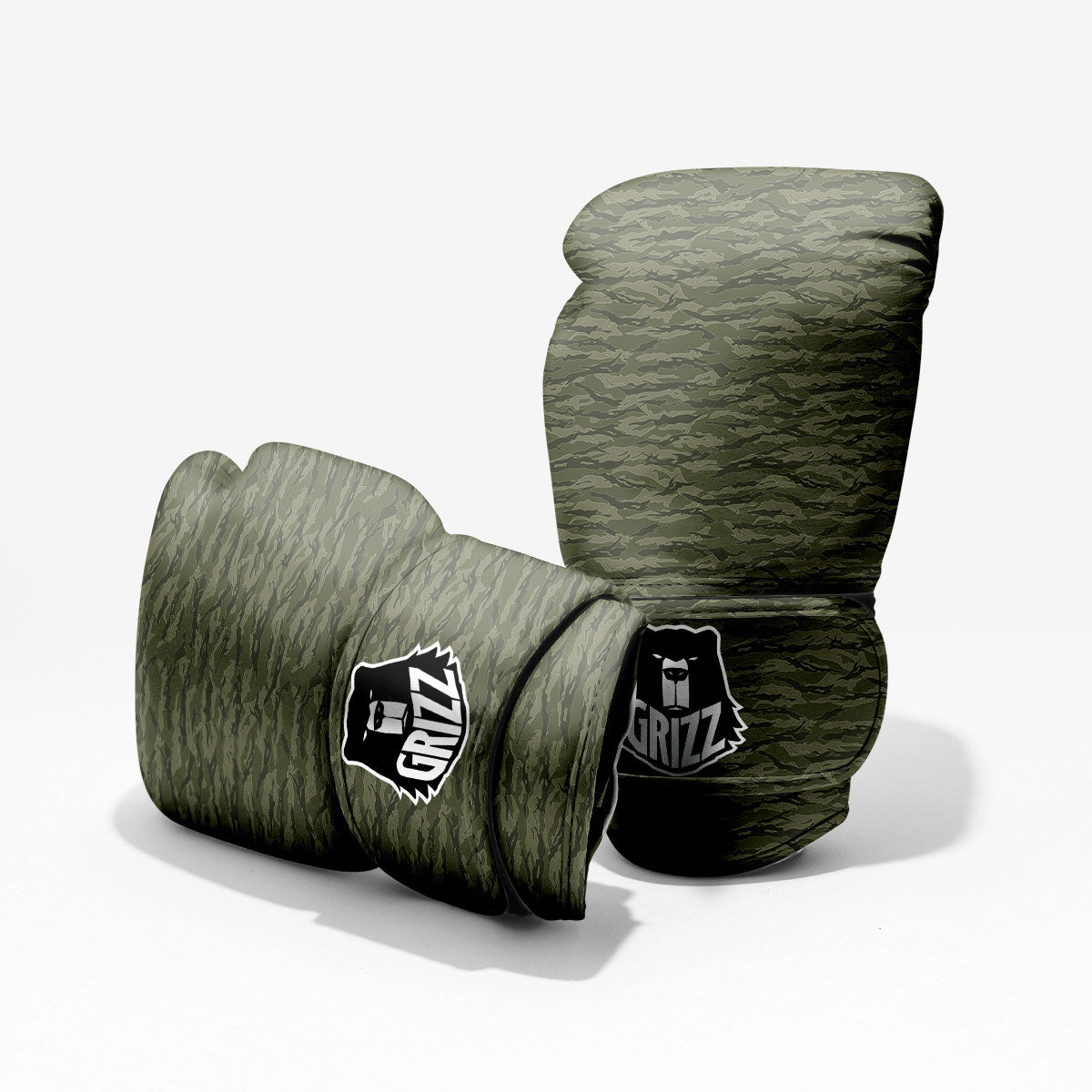 Stripe Camo Green Tiger Print Pattern Pro Boxing Glove