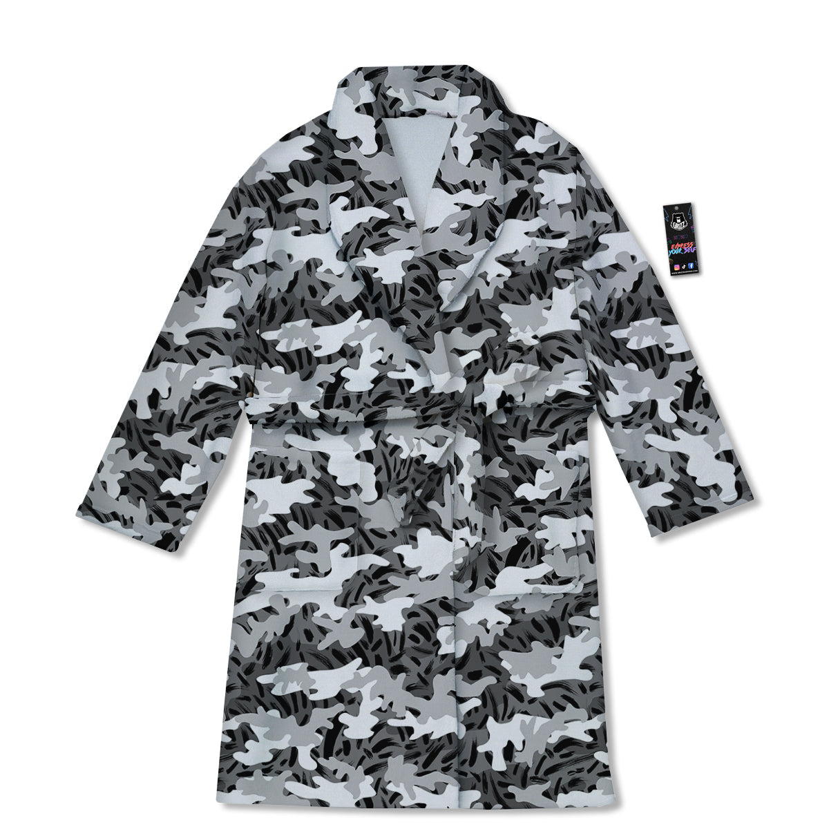 Stripe Camo Winter Tiger Print Pattern Bathrobe-grizzshop