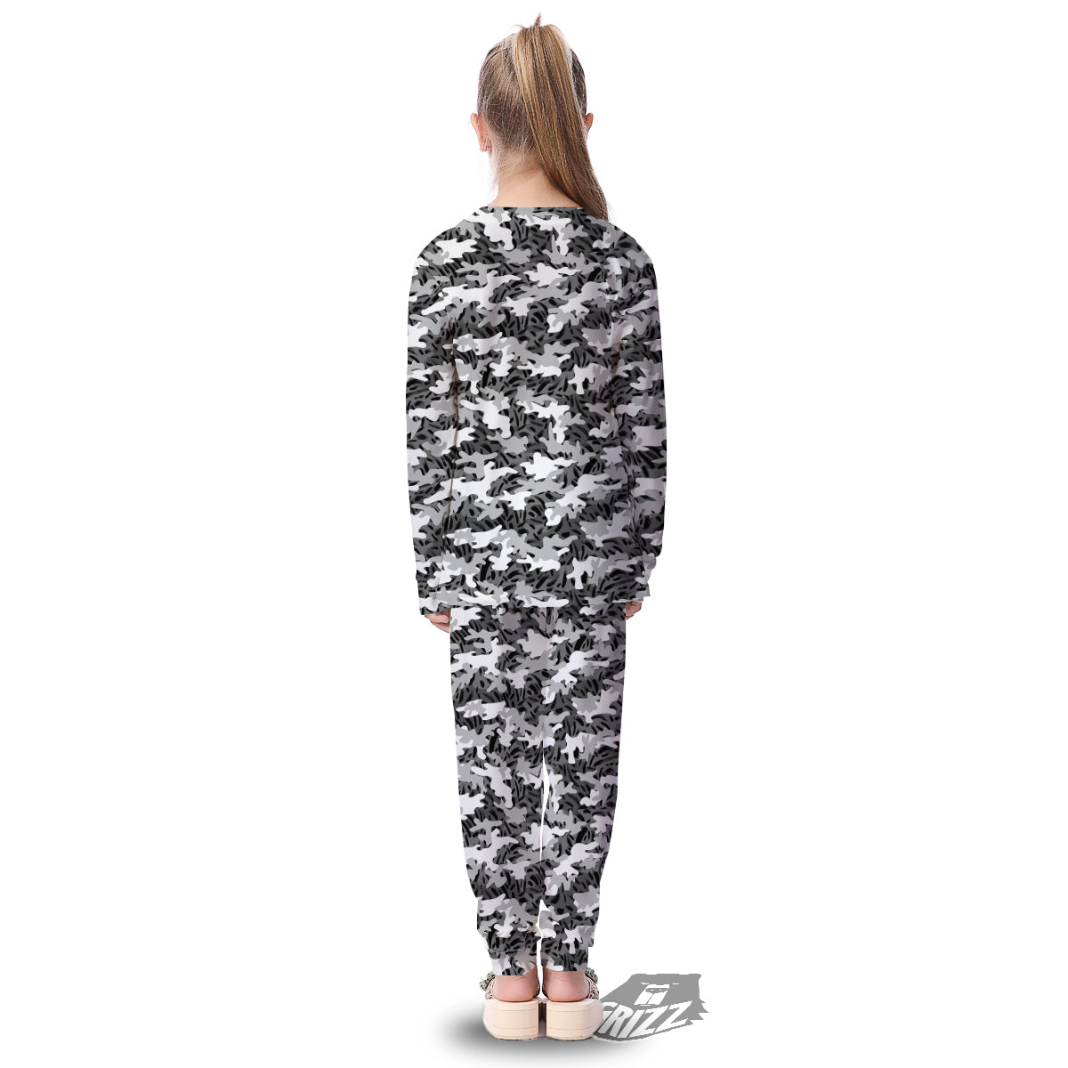 Stripe Camo Winter Tiger Print Pattern Kid's Pajamas-grizzshop