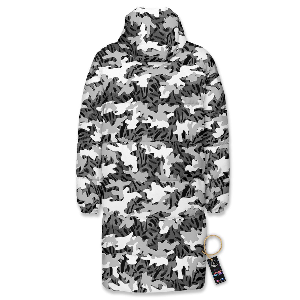 Stripe Camo Winter Tiger Print Pattern Long Down Jacket-grizzshop