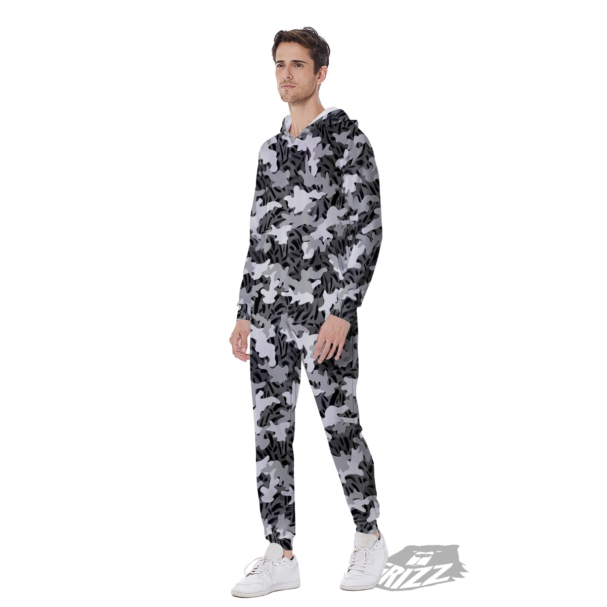 Stripe Camo Winter Tiger Print Pattern Men's Jumpsuit-grizzshop