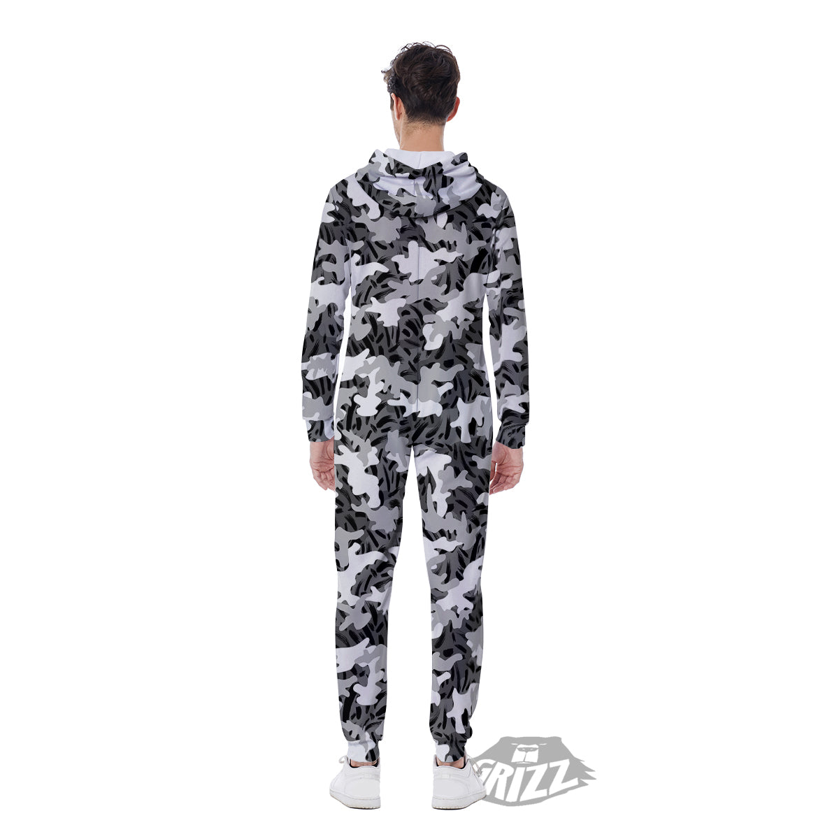 Stripe Camo Winter Tiger Print Pattern Men's Jumpsuit-grizzshop