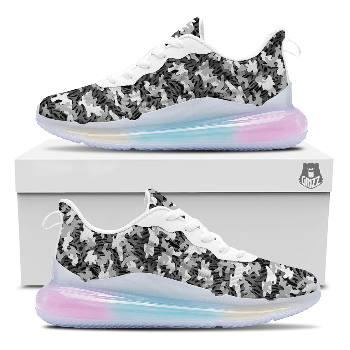 Stripe Camo Winter Tiger Print Pattern Running Sneakers-grizzshop
