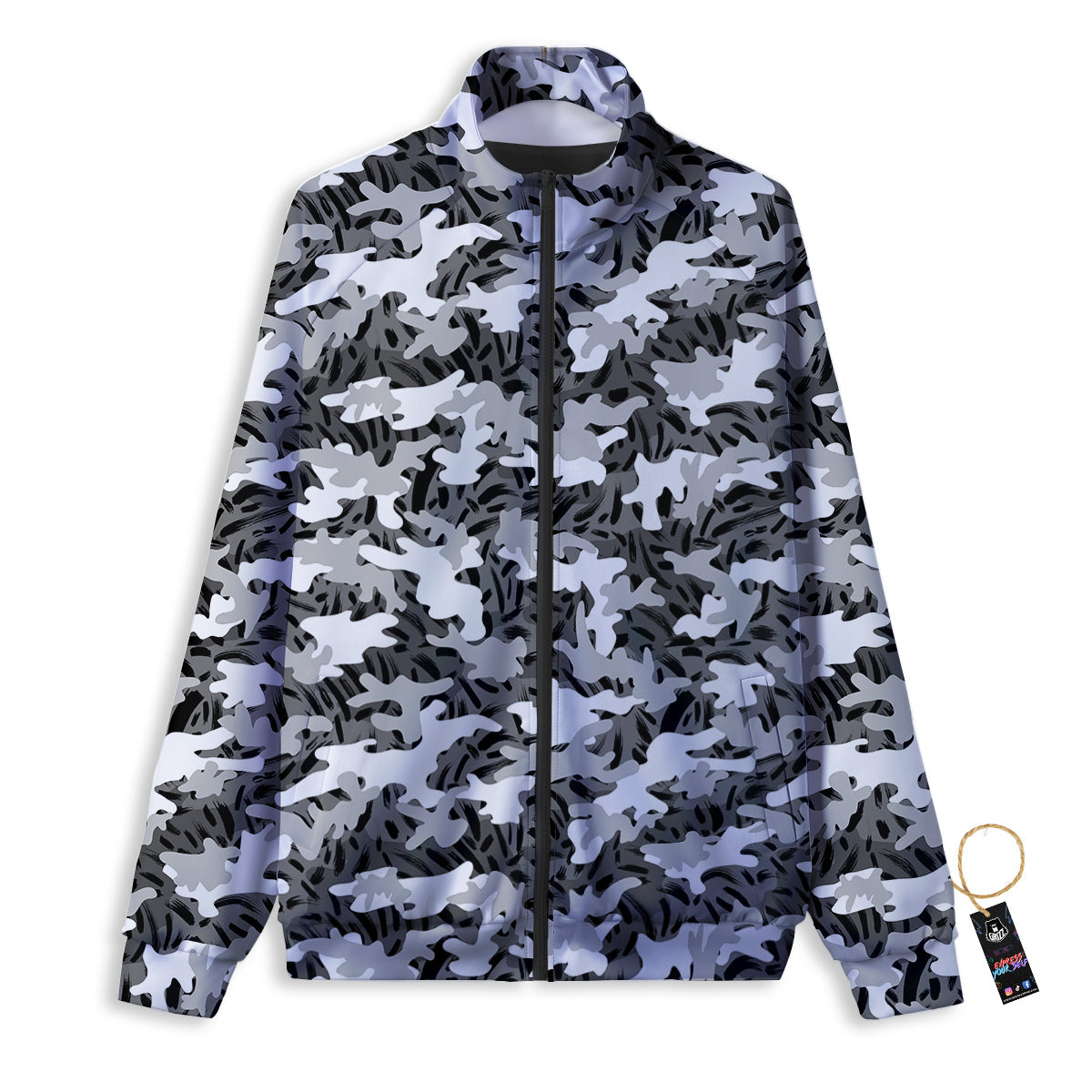 Stripe Camo Winter Tiger Print Pattern Track Jacket-grizzshop