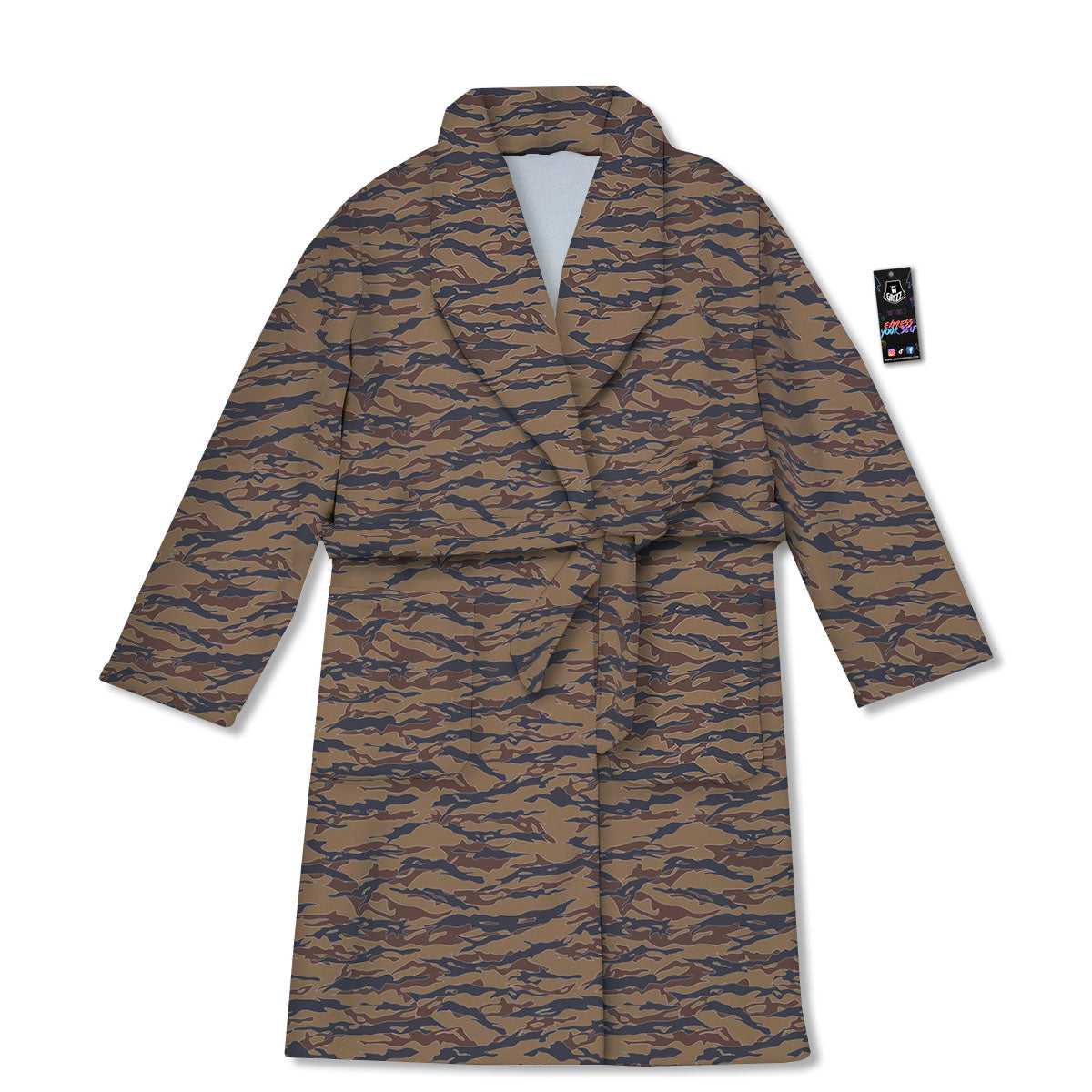 Stripe Camouflage Desert Tiger Print Bathrobe-grizzshop