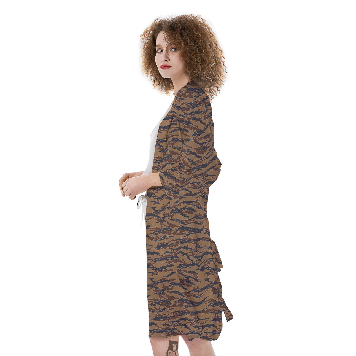 Stripe Camouflage Desert Tiger Print Kimono-grizzshop