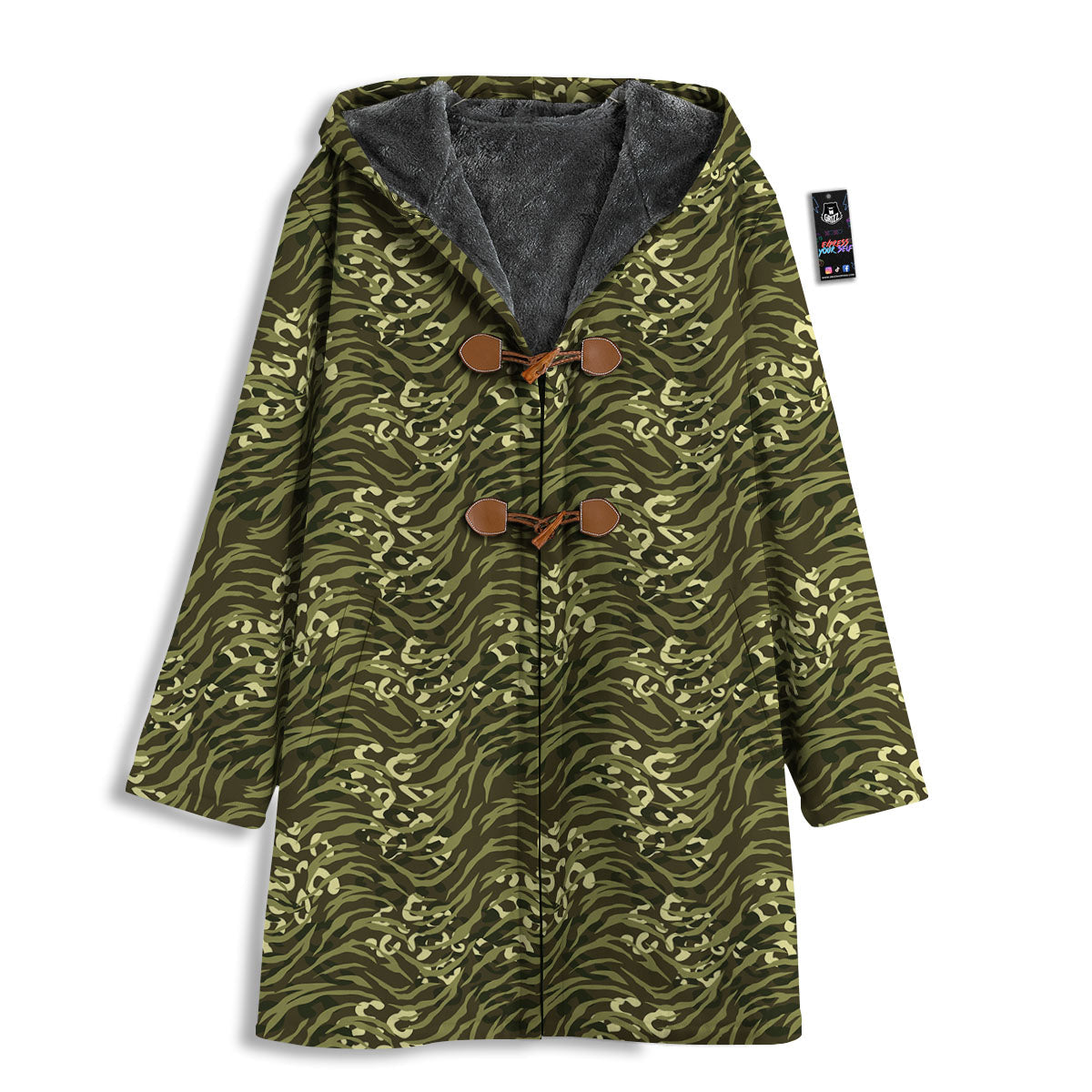 Stripe Camouflage Green Tiger Print Men's Windbreaker Jacket-grizzshop